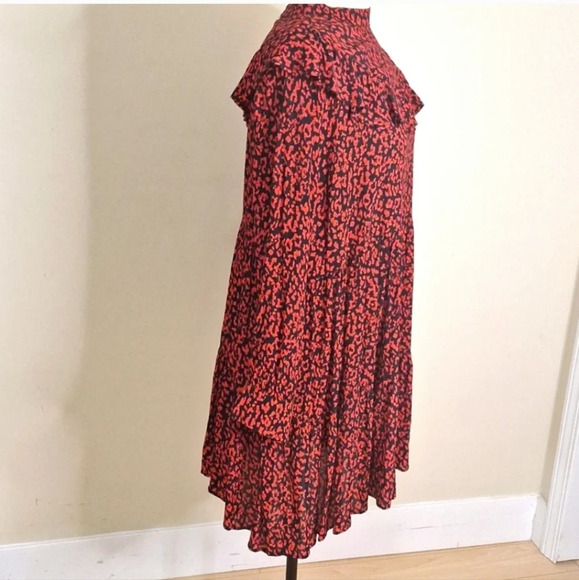 Zara blogger favorite tiered ruffled long sleeve print dress SZ L - Picture 5 of 9